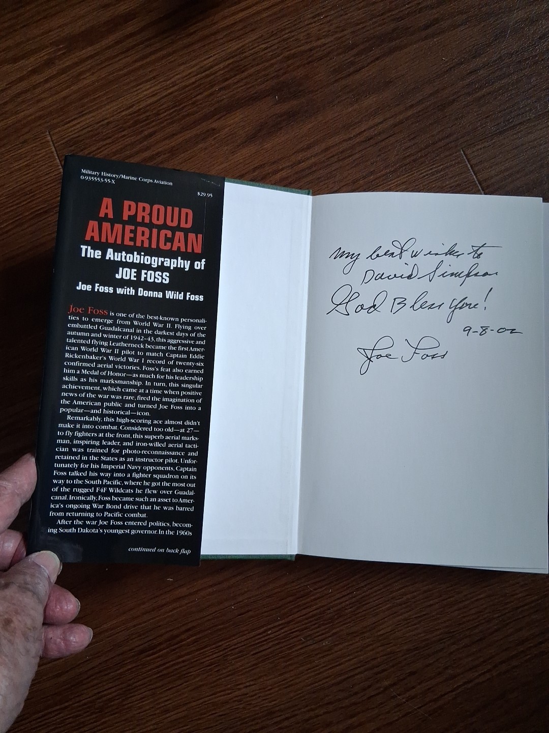 Signed-Joe Foss & Donna Wild Foss~A PROUD AMERICAN- 1ST. HC/DJ. Like New. 》