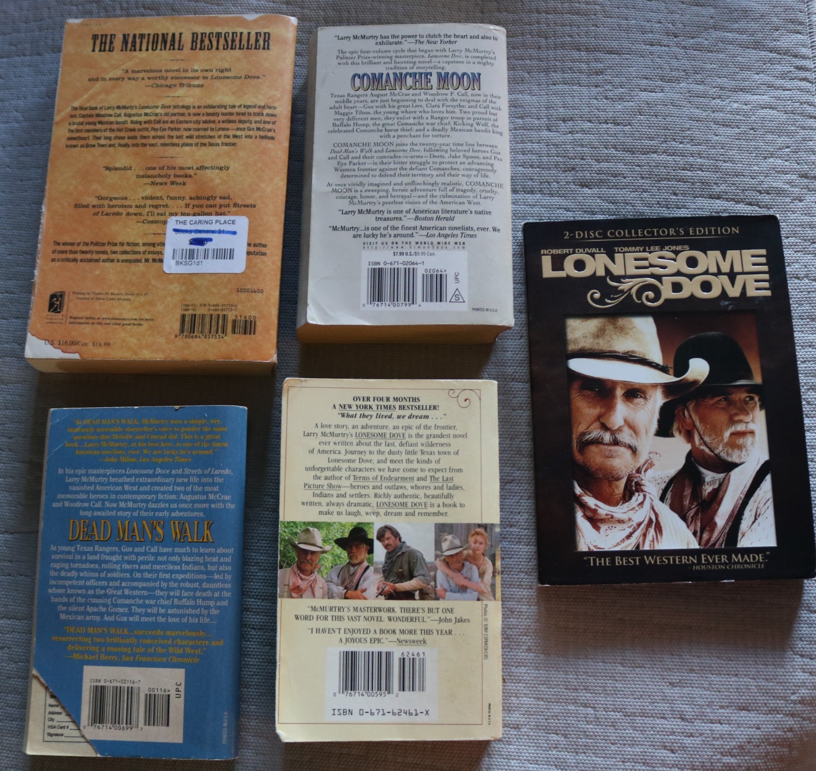 4 Larry McMurtry Lonesome Dove complete series paperback with free DVD
