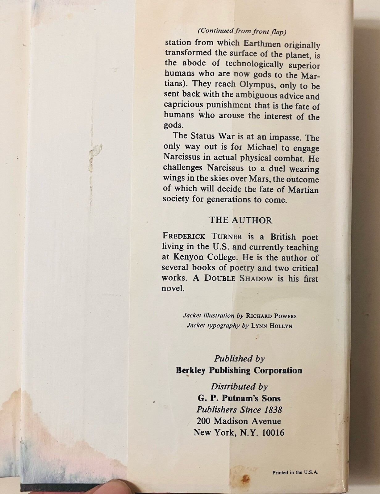 Double Shadow Frederick Turner 1978 Hardcover DJ First Edition Fantasy