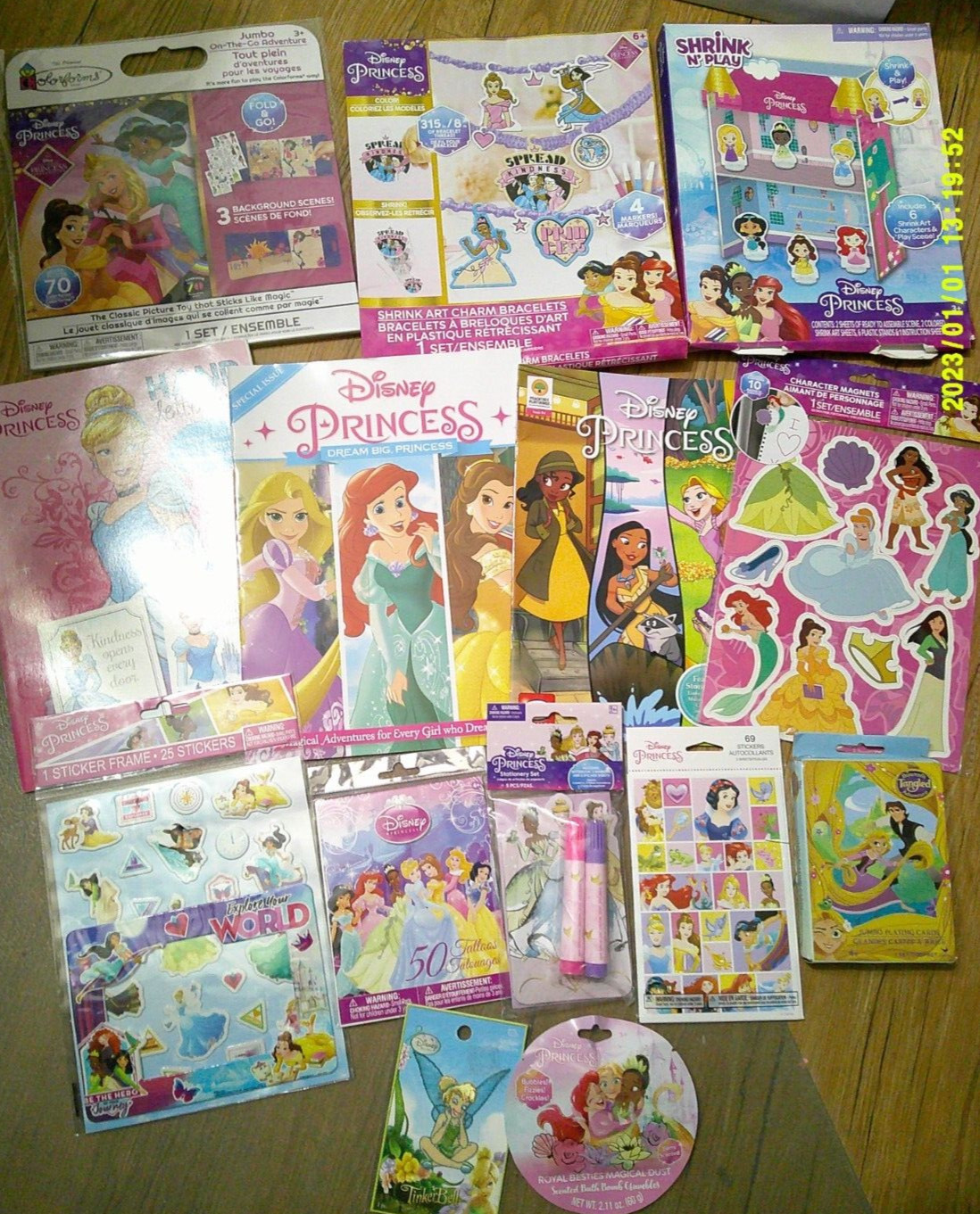 HUGE NEW DISNEY PRINCESS stickers activity comic books travel tin patch tattoos