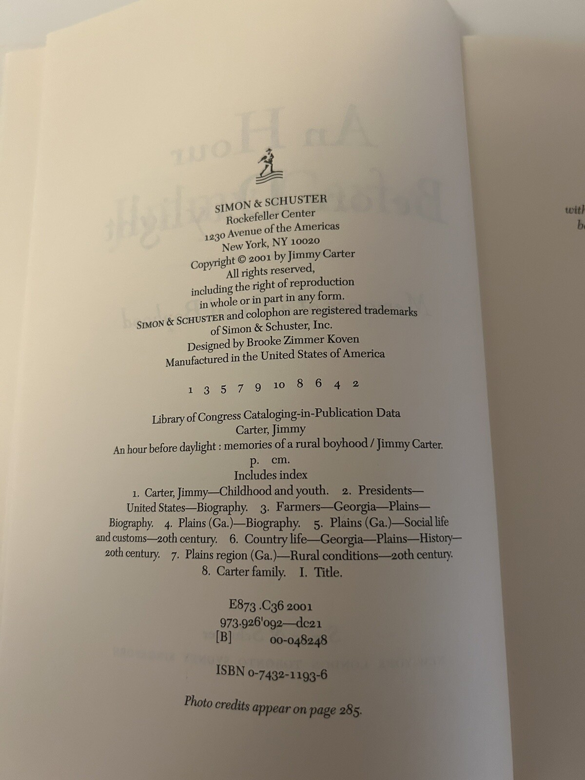 Signed Jimmy Carter An Hour Before Daylight First Ed HCDJ And Library Ticket