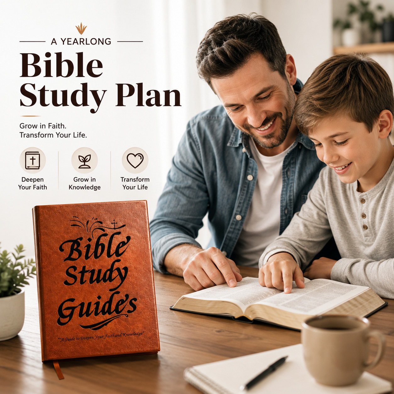 Bible Study Journal Women 66Page PU Leather Daily Scripture Prayer Prompts Brown