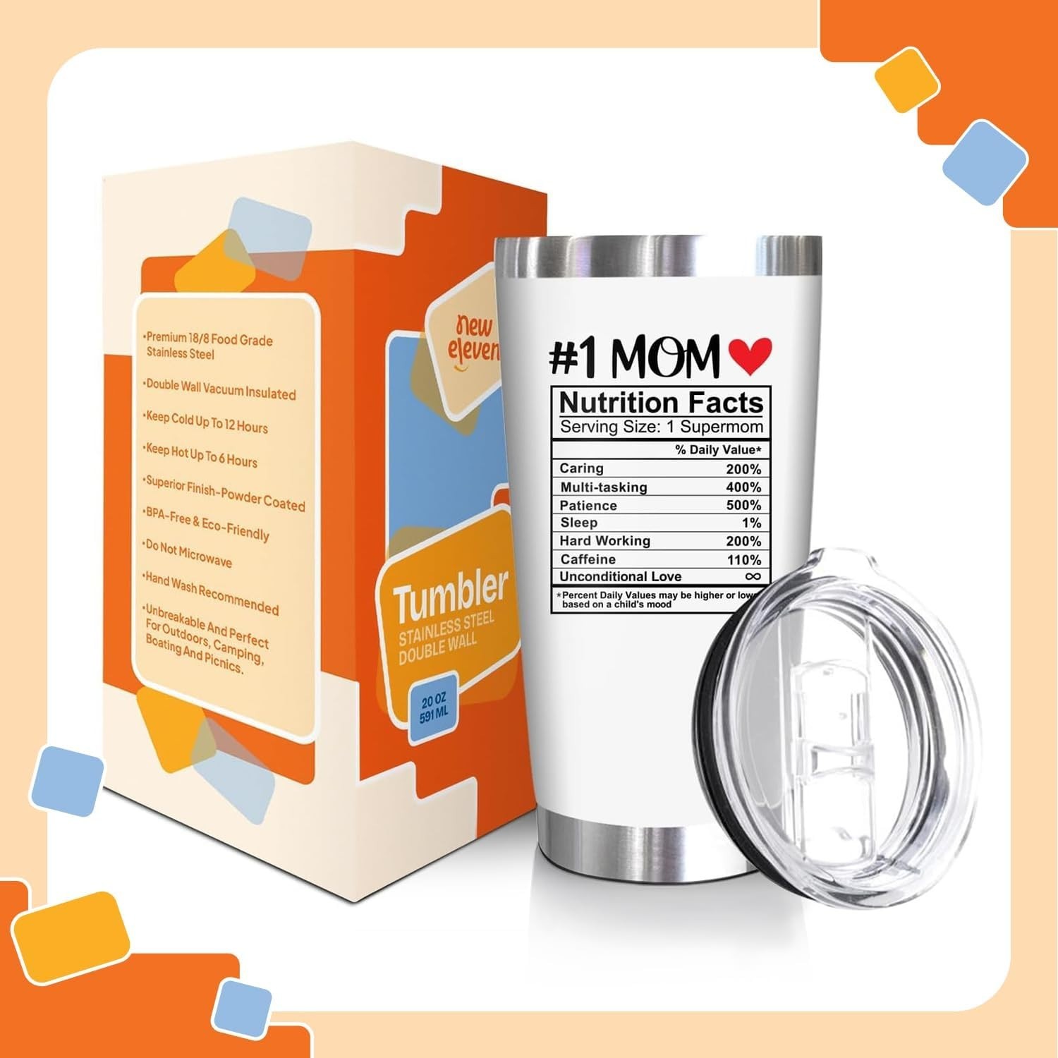Stainless Steel 20oz Tumbler for Moms – Stylish & Break-Resistant Gift Idea