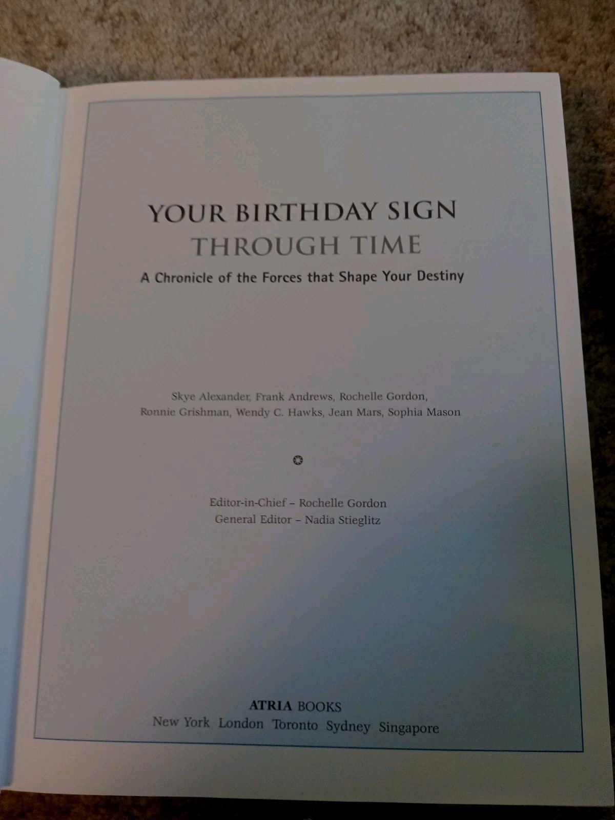 Your Birthday Sign through Time -( IST ED) (HC) 2002 864 Pages (Like New)