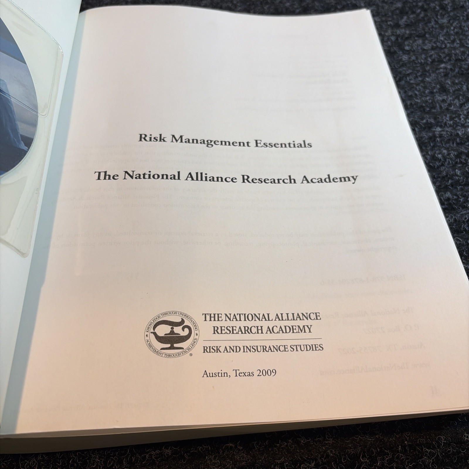 Risk Management Essentials By The National Alliance Research Academy 1st Ed