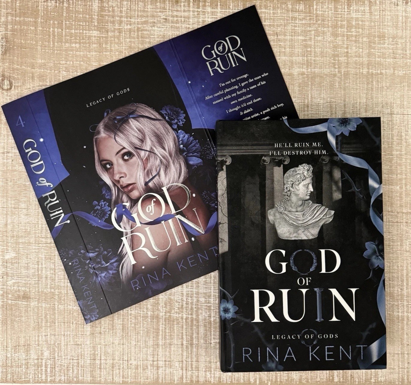 God of Ruin by Rina Kent w/OOP Discreet Hardback Book Legacy of Gods