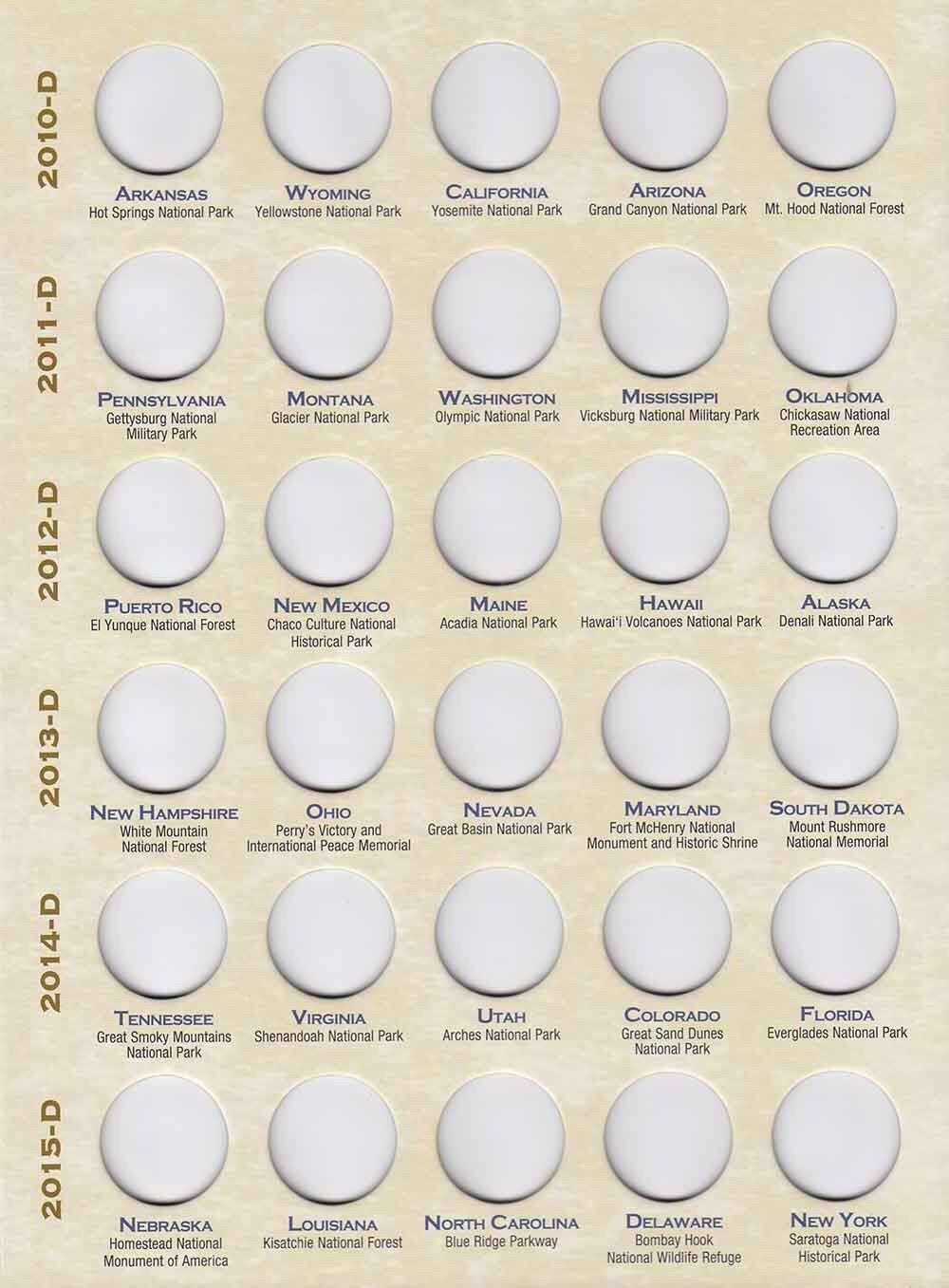 Album Folder For National Parks Quarters 2010-2021 P&D Set Coin Collector Gift