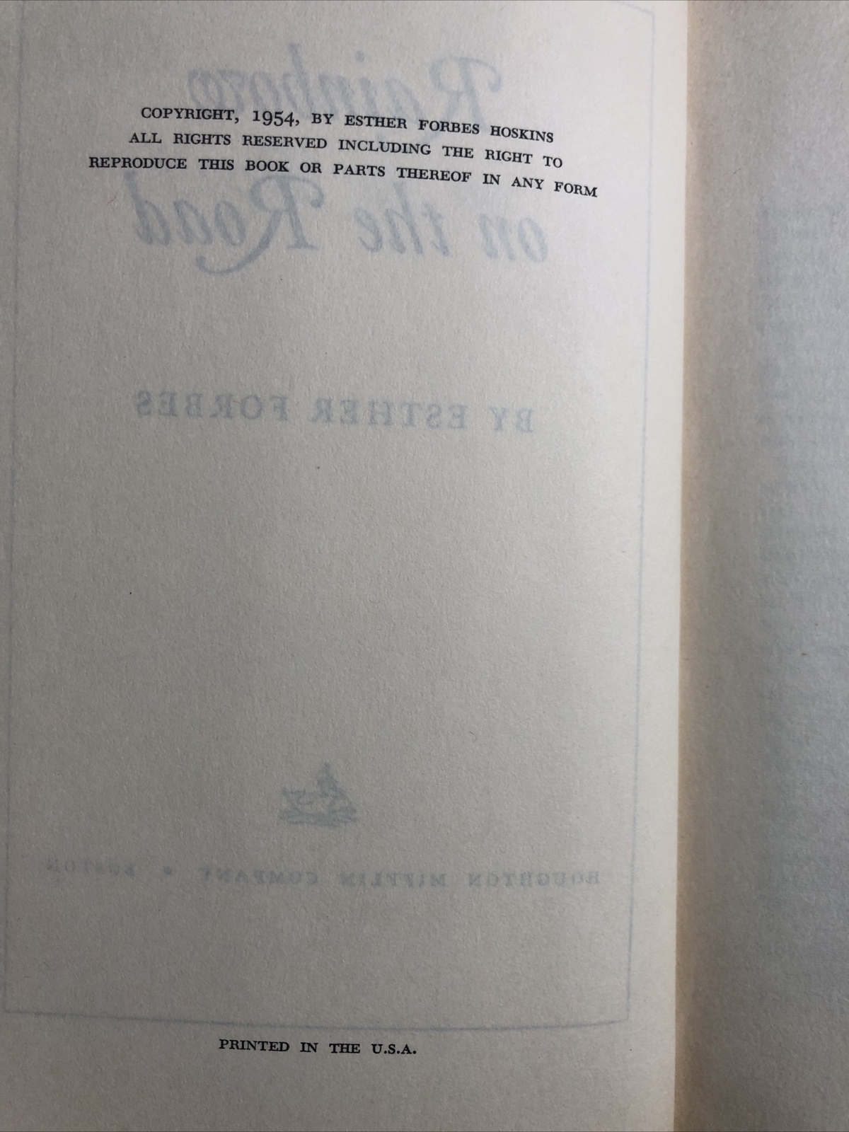 Rainbow On The Road book by Esther Forbes Hoskins 1954 Vintage hardcover book