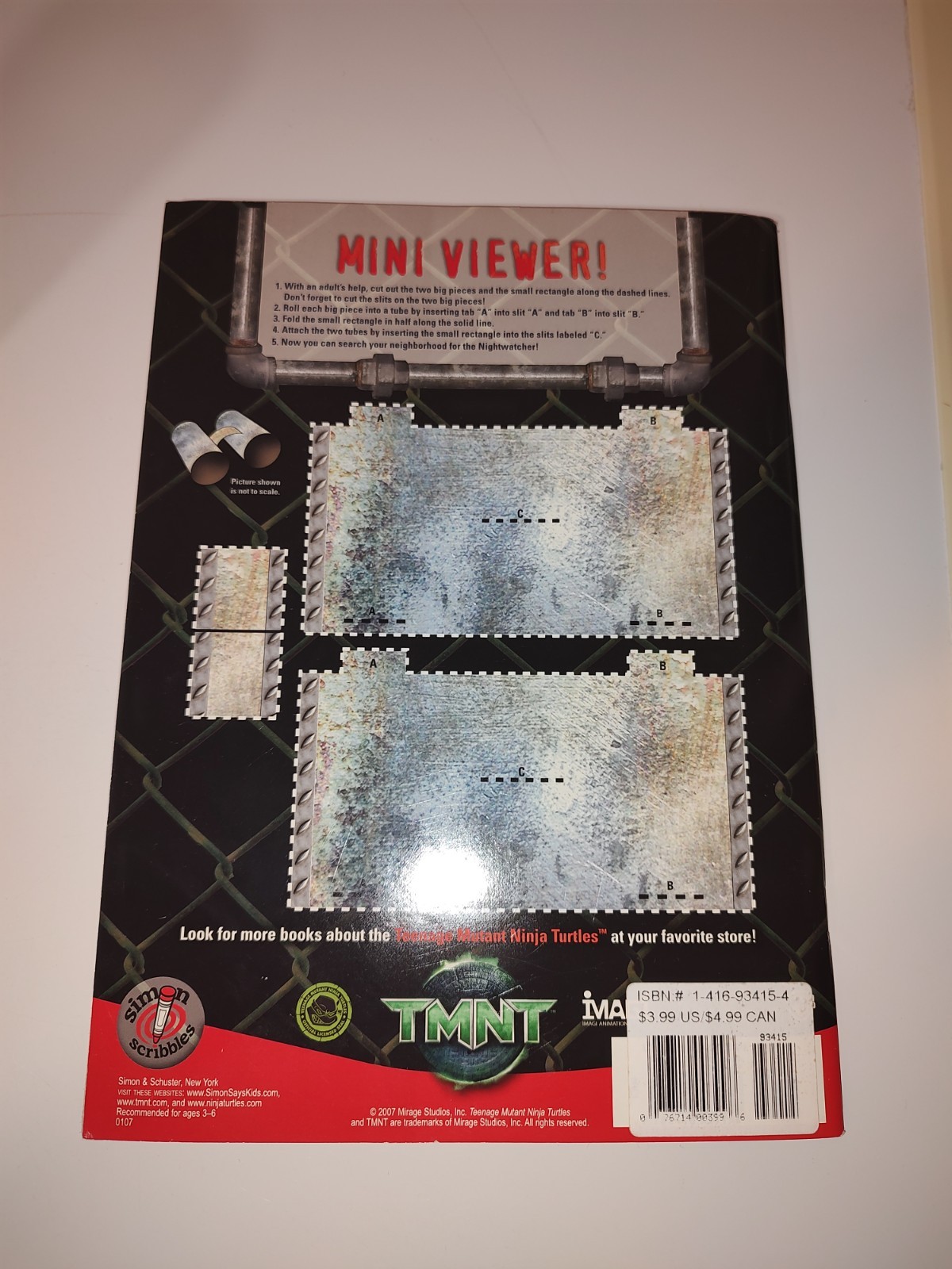 TMNT Tattos The Nightwatcher Activity Book and ZAK Design TMNT 10 oz Cup AS IS