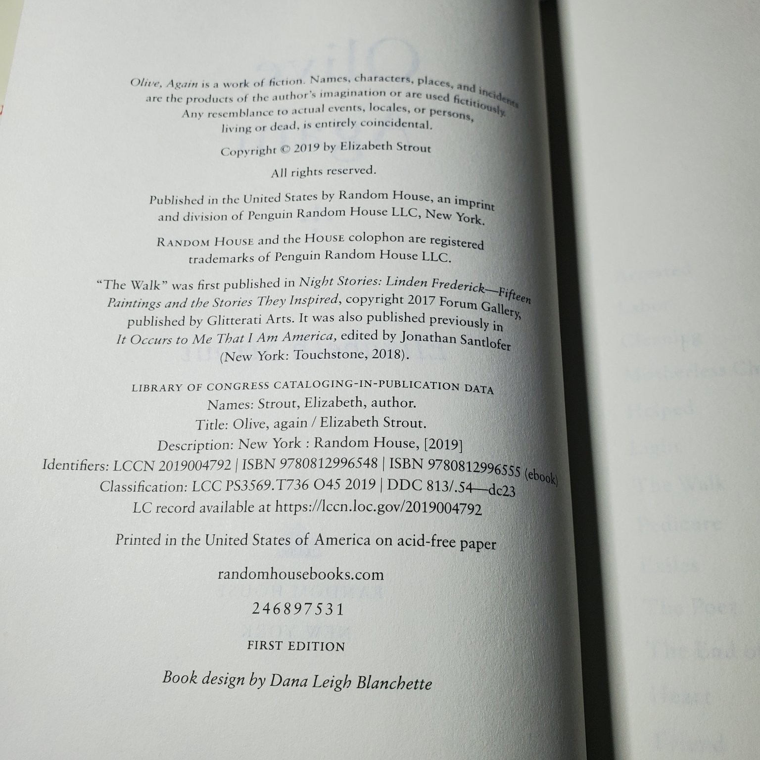 Olive, Again Elizabeth Strout 2019 First Edition Pulitzer Prize Fiction Random