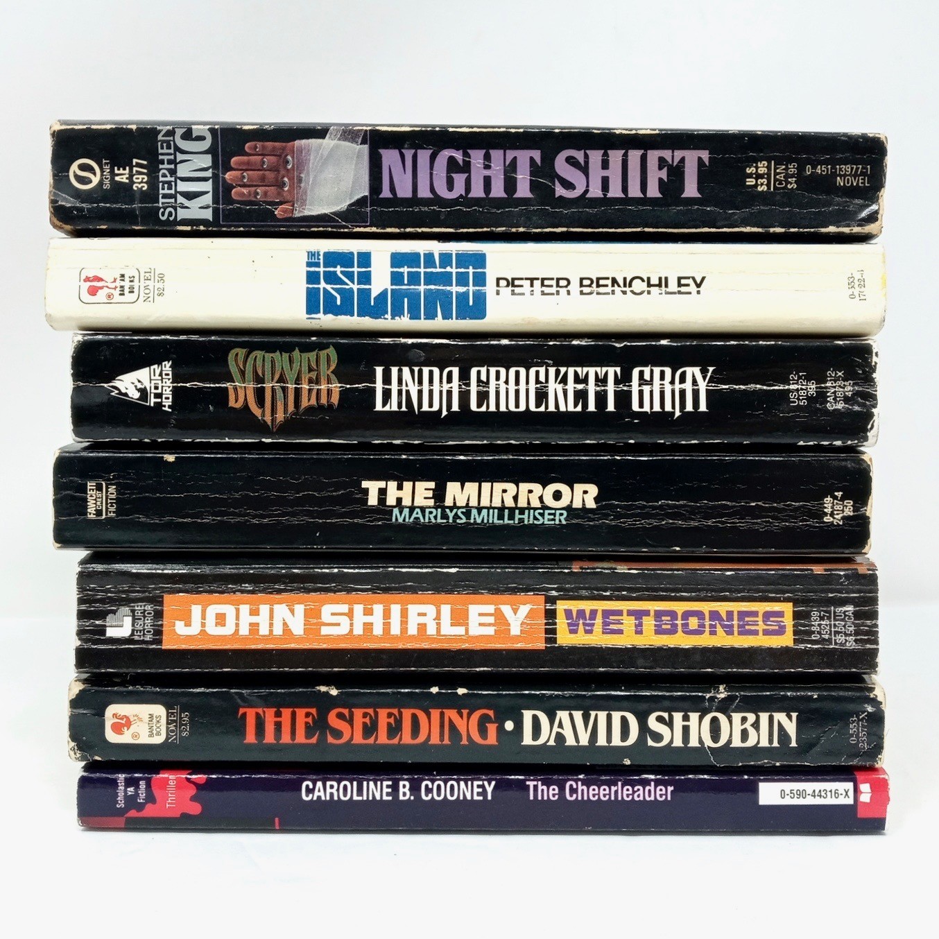 Vintage Horror Paperback Lot Night Shift Peter Benchley Island Wetbones Mirror