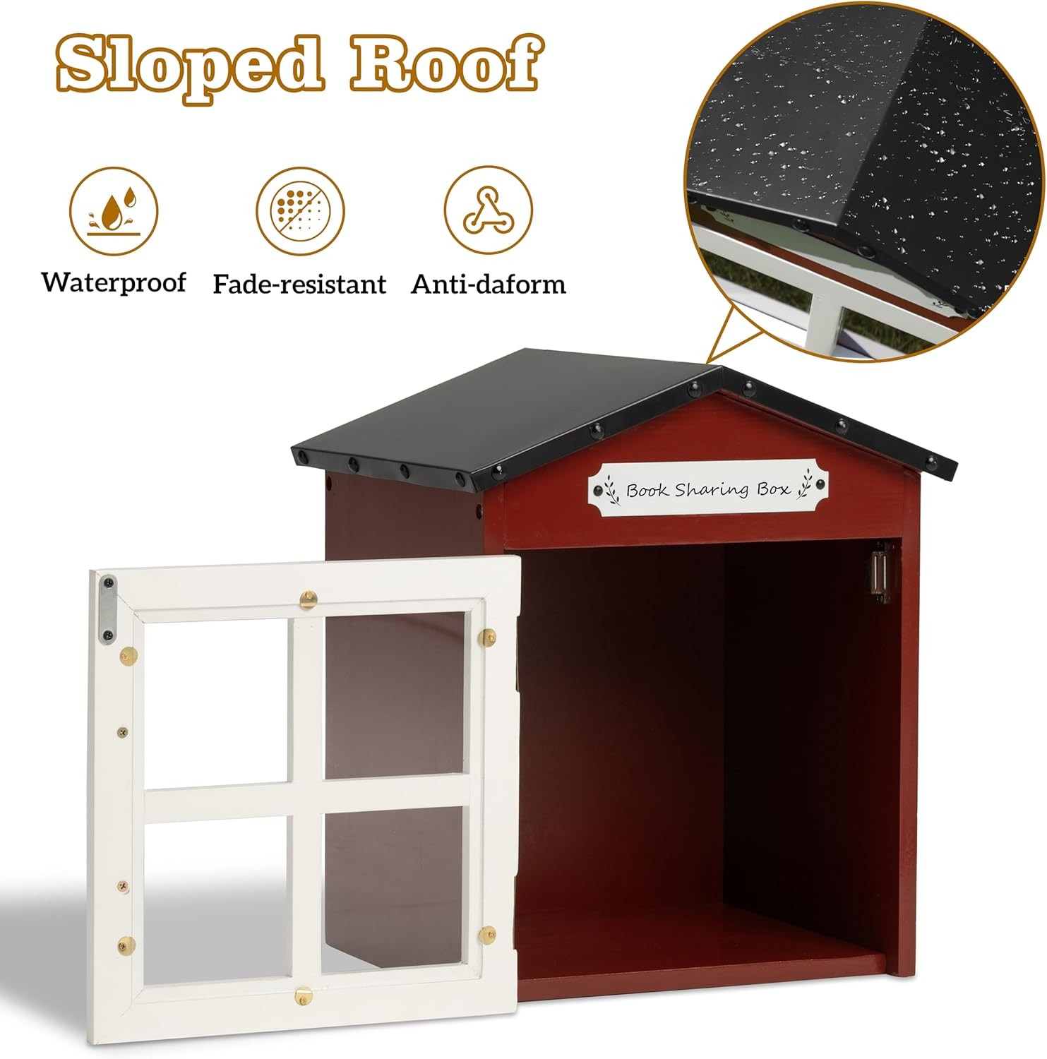 Little Library Box Outdoor: Natural Wood Free Library with Reinforced Waterproof