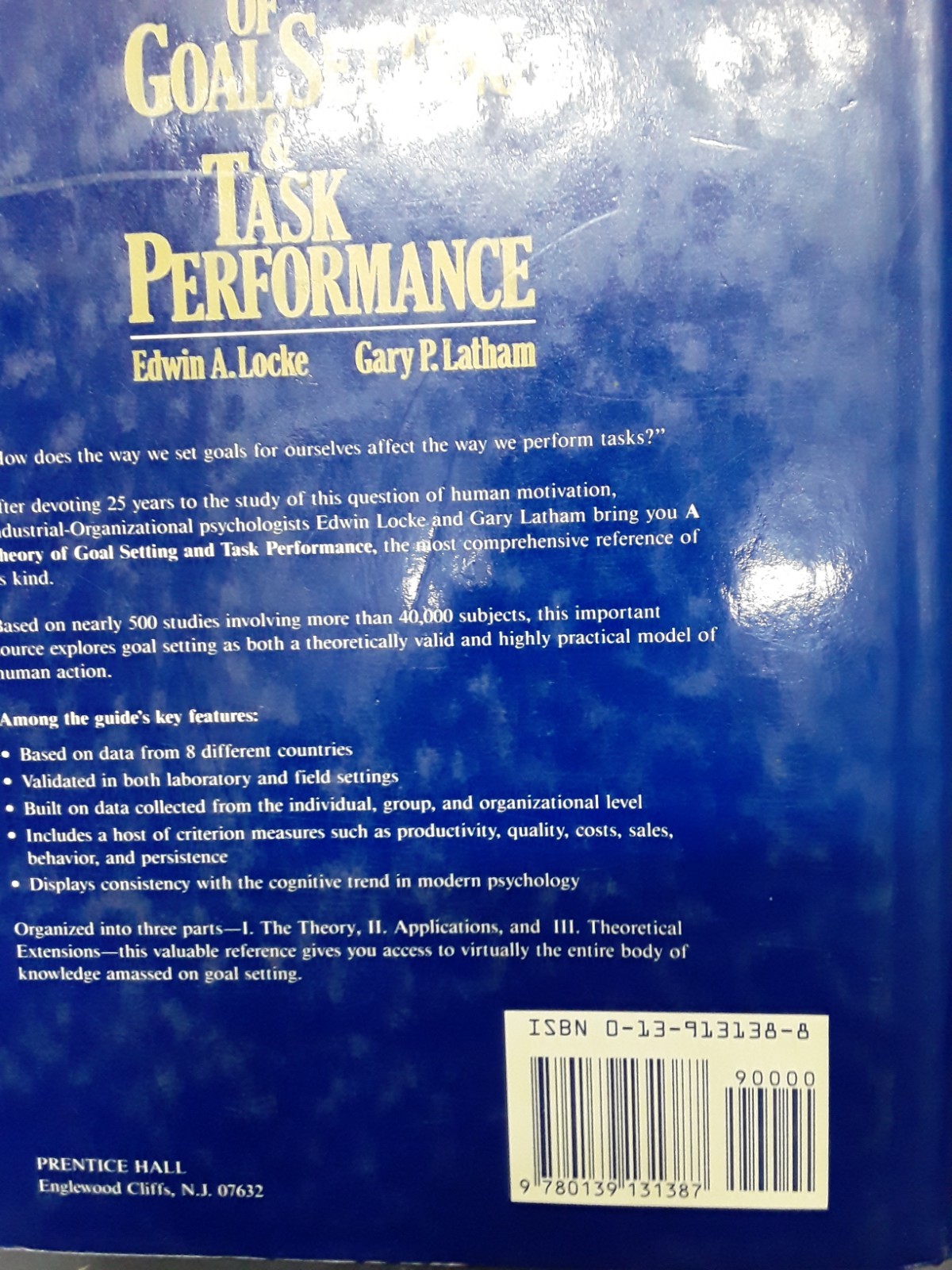Theory of Goal Set & Task Perform Locke & Latham Prentice Hall 1990 HB LN 260527