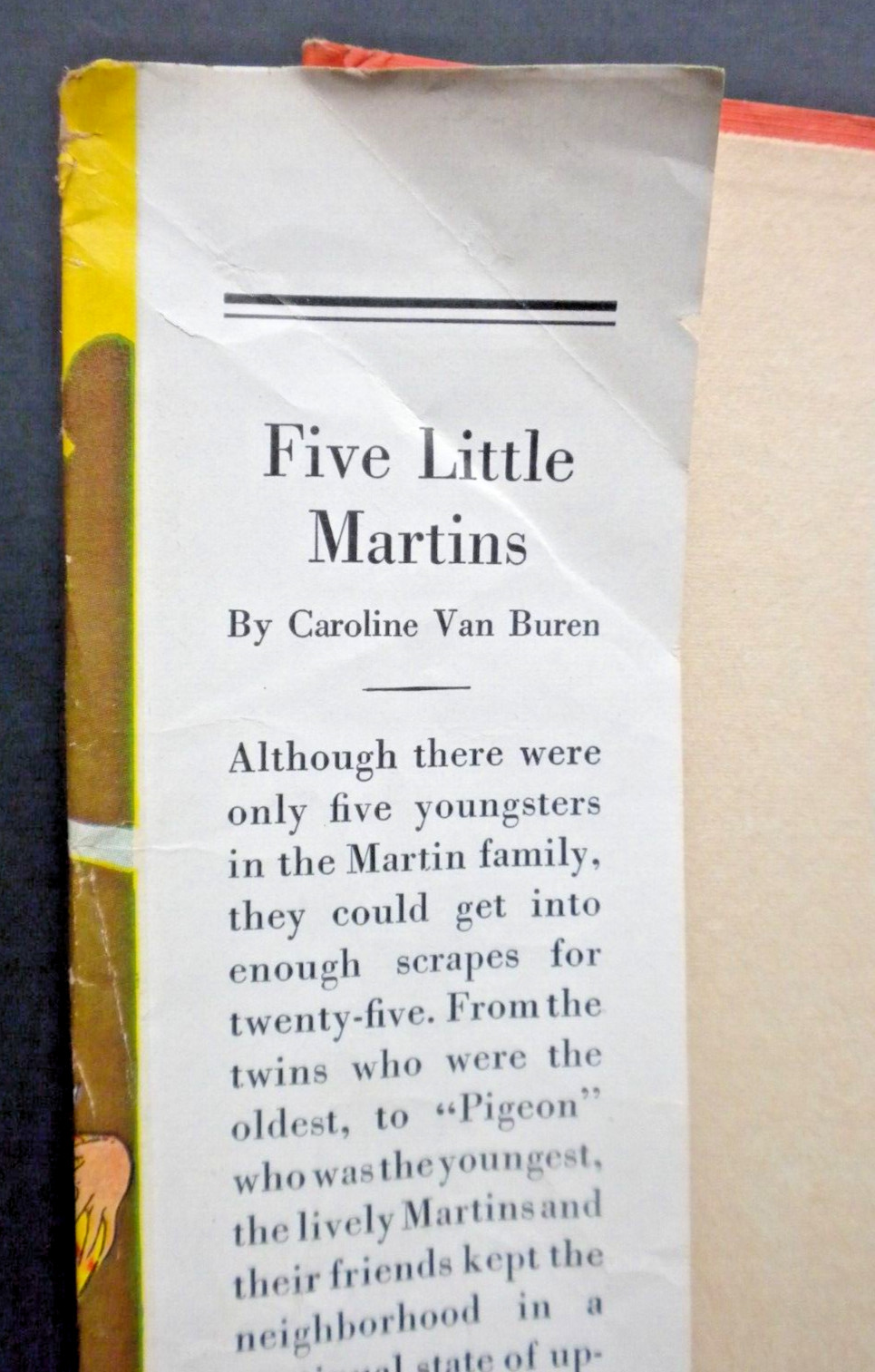 FIVE LITTLE MARTINS Caroline Van Buren 1936 Children’s adventure novel 244 pages