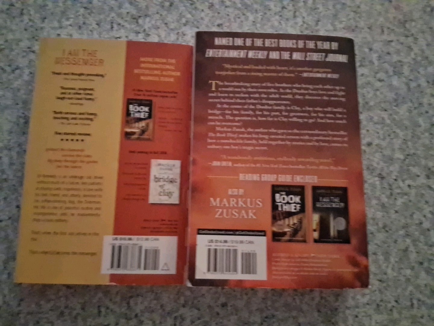 Books Markus Zusak (I Am The Messager ,and Bridge Clay) Acceptable Condition