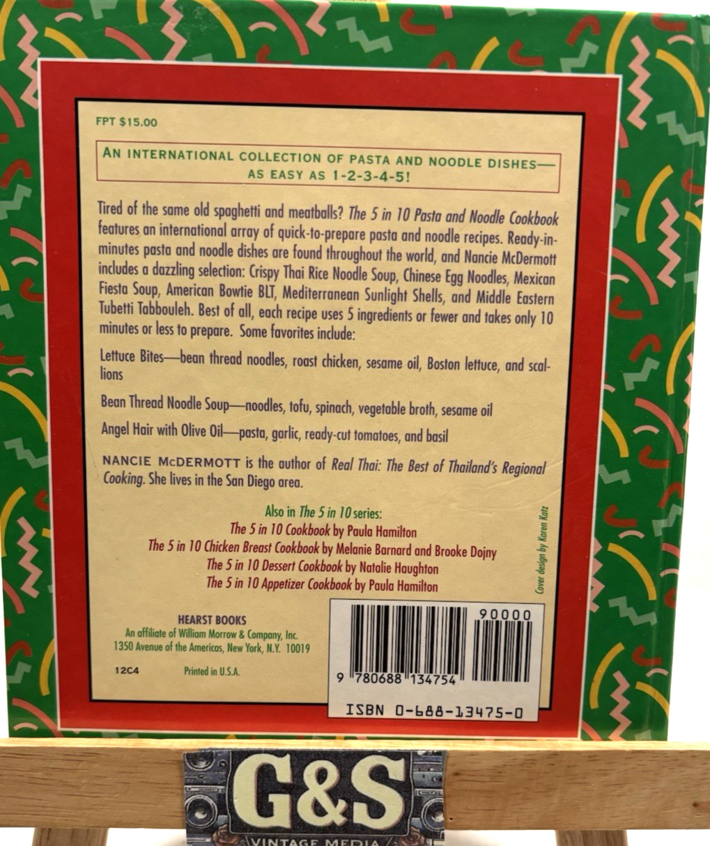 The 5 IN 10 Pasta And Noodle Cookbook by Nanci McDermott 1994 First Edition