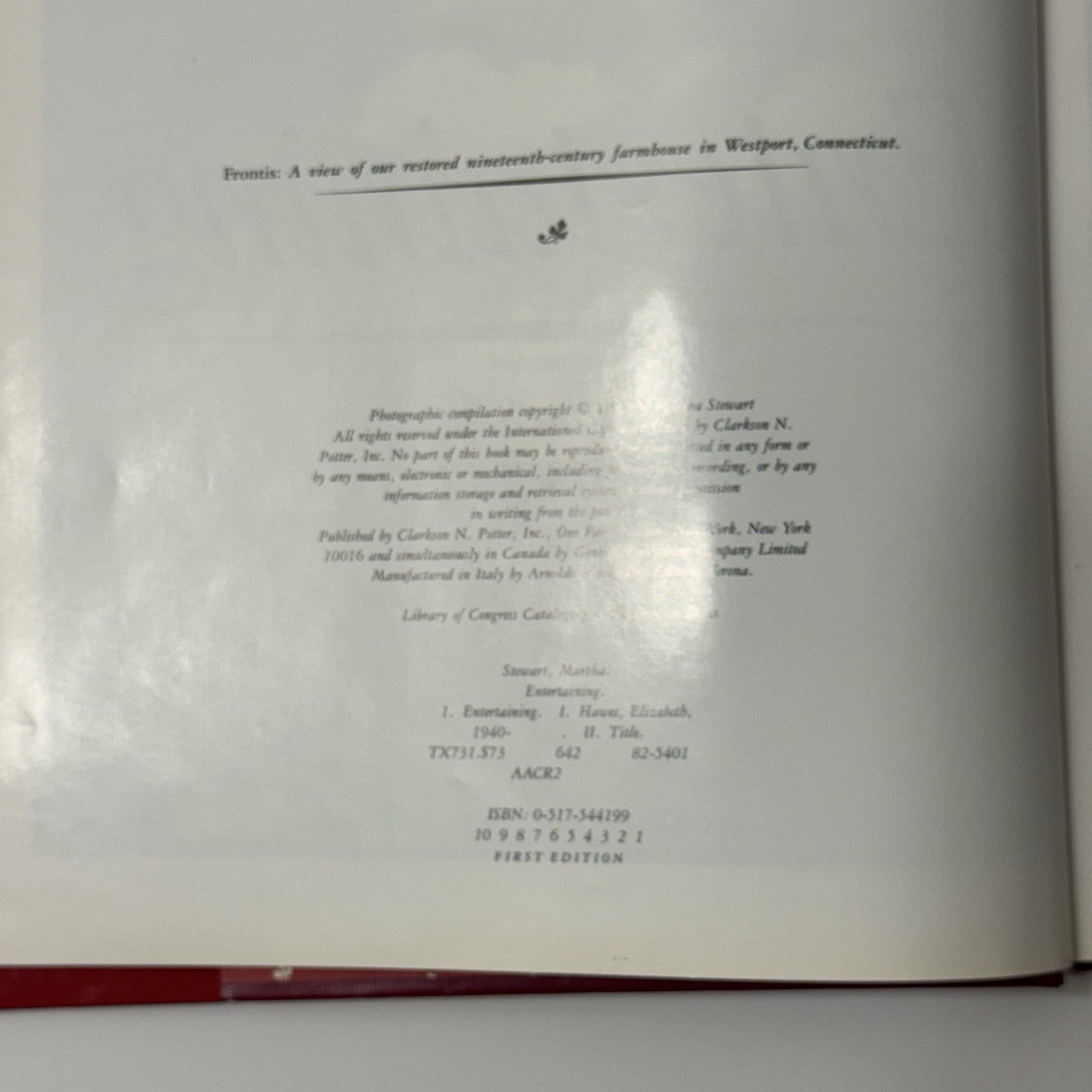 Entertaining by Martha Stewart 1982 Vintage 1st Edition Hardcover Book