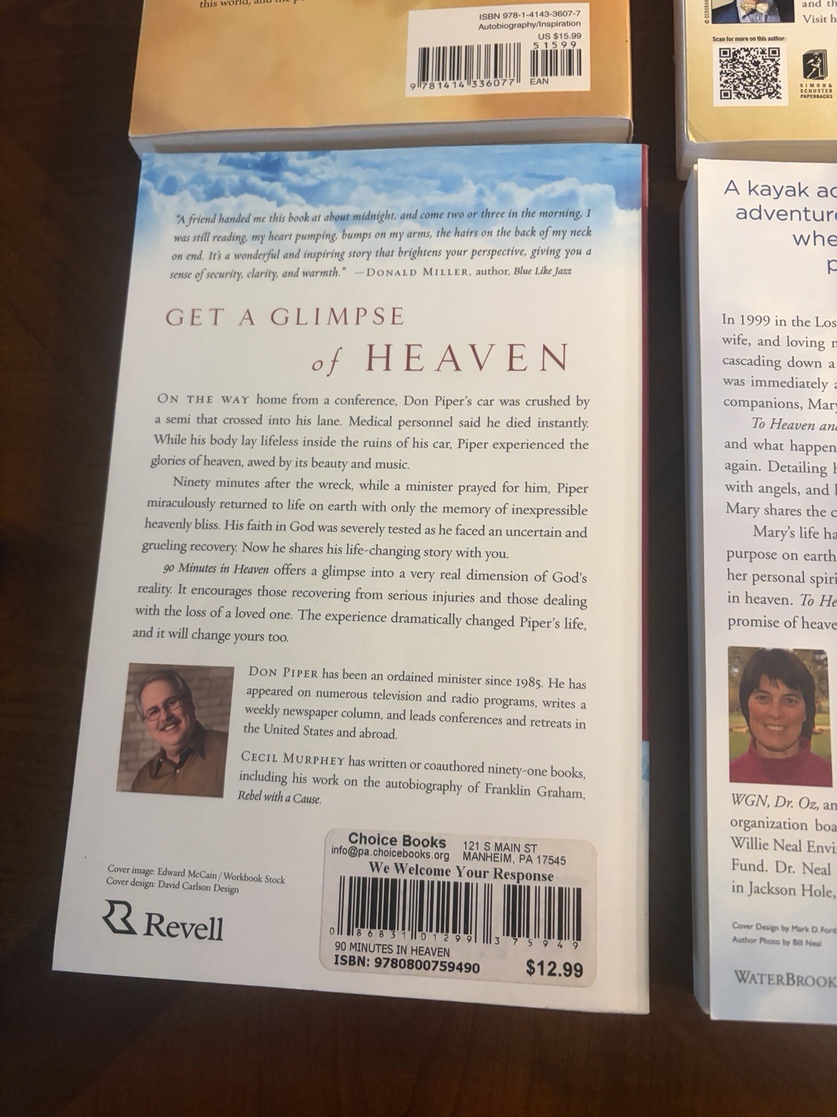 Lot of 4 Paperbacks True Stories/Coming Back From Heaven/Afterlife/Vry Good Cond