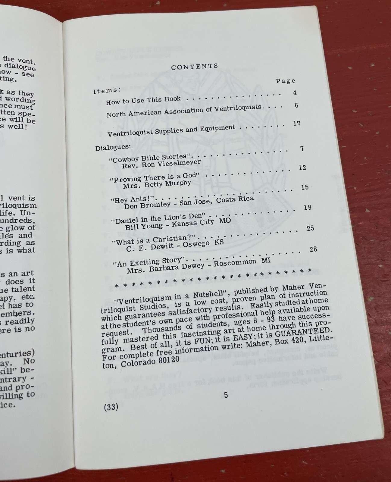 N.A.A.V. Dialogues for Ventriloquists Gospel Subjects Maher Studios VTG PB 1974