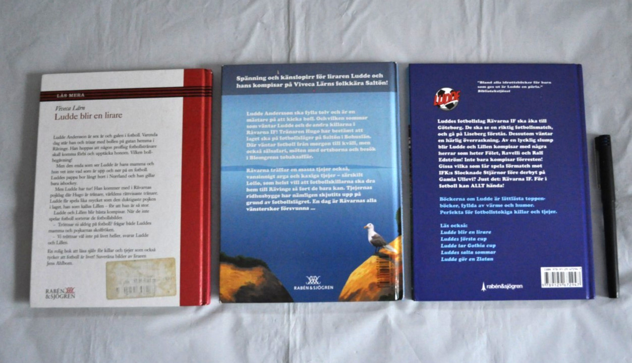 Swedish Edition Lot of 3 Books Ludde by Viveca Lärn Friendship Sport Football