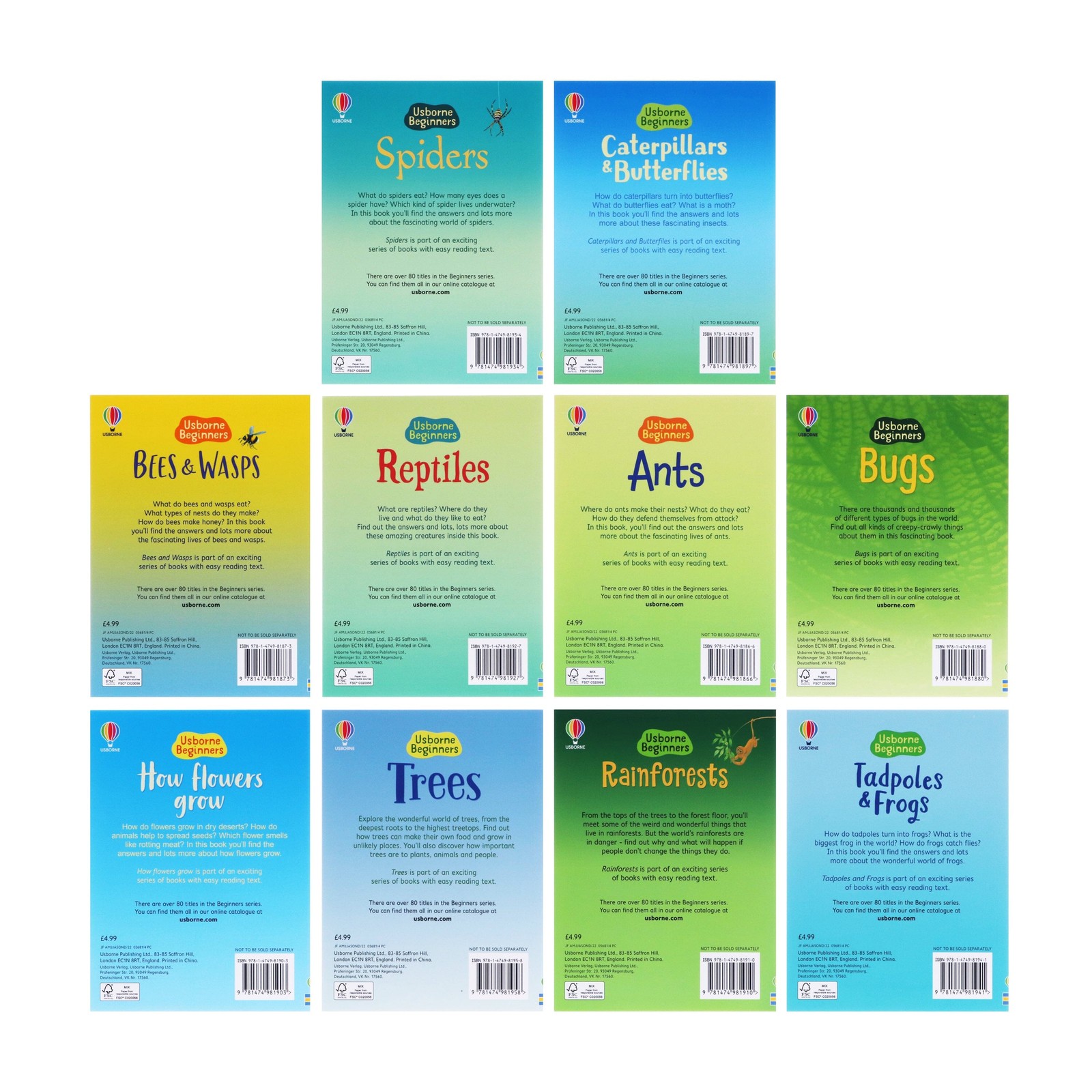Usborne Beginners Nature 10 Books Children Collection – Ages 4-7- Paperback