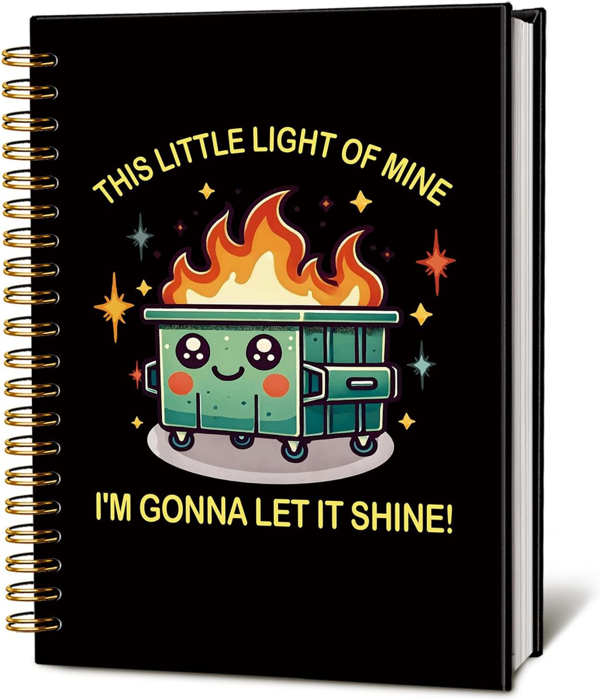 Humorous Dumpster Fire Notebook Journal, 160 Pages, Black Hardcover, 5.5×8.3 Inc