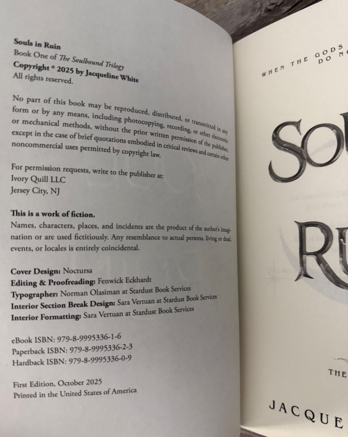Out Of Print SOULS IN RUIN Jacqueline White OOP SELF-PUBLISHED Paperback