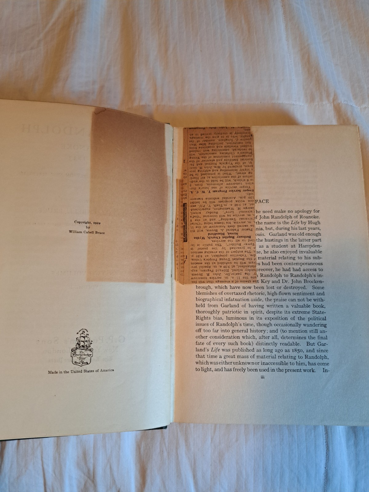 1922 John Randolph of Roanoke 2 Vol Set – William Cabell Bruce – TLS Letter