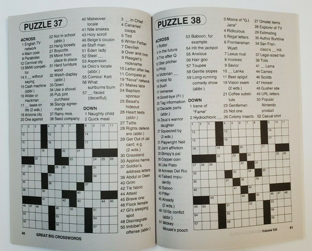 New 4 Large Print Great Big Crosswords Kappa Puzzle Books Vol#163-166 Fun Hobby