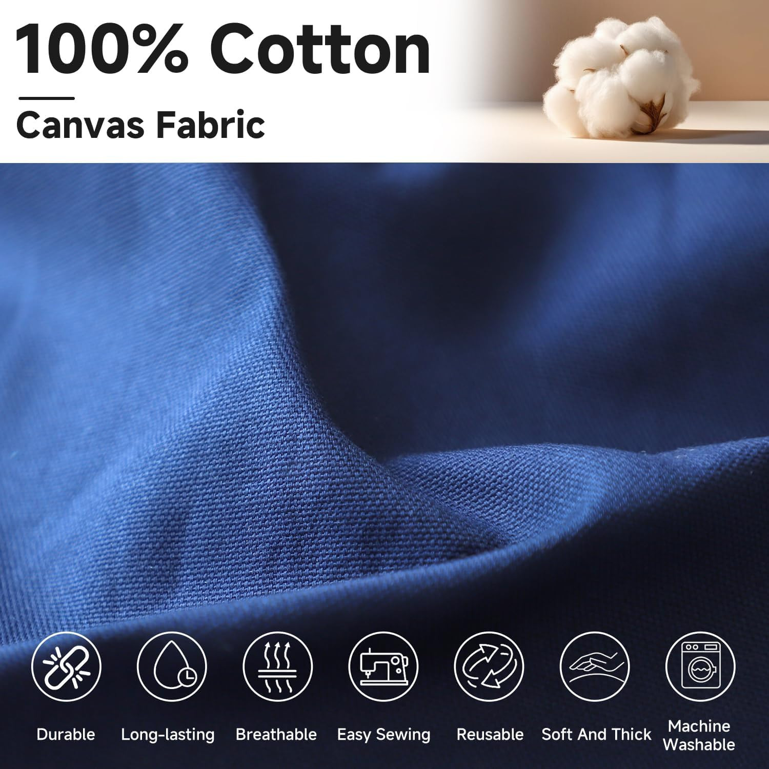 Canvas Fabric by the Yard, 59” Wide, 10Oz Premium Natural Cotton Duck Canvas Fa