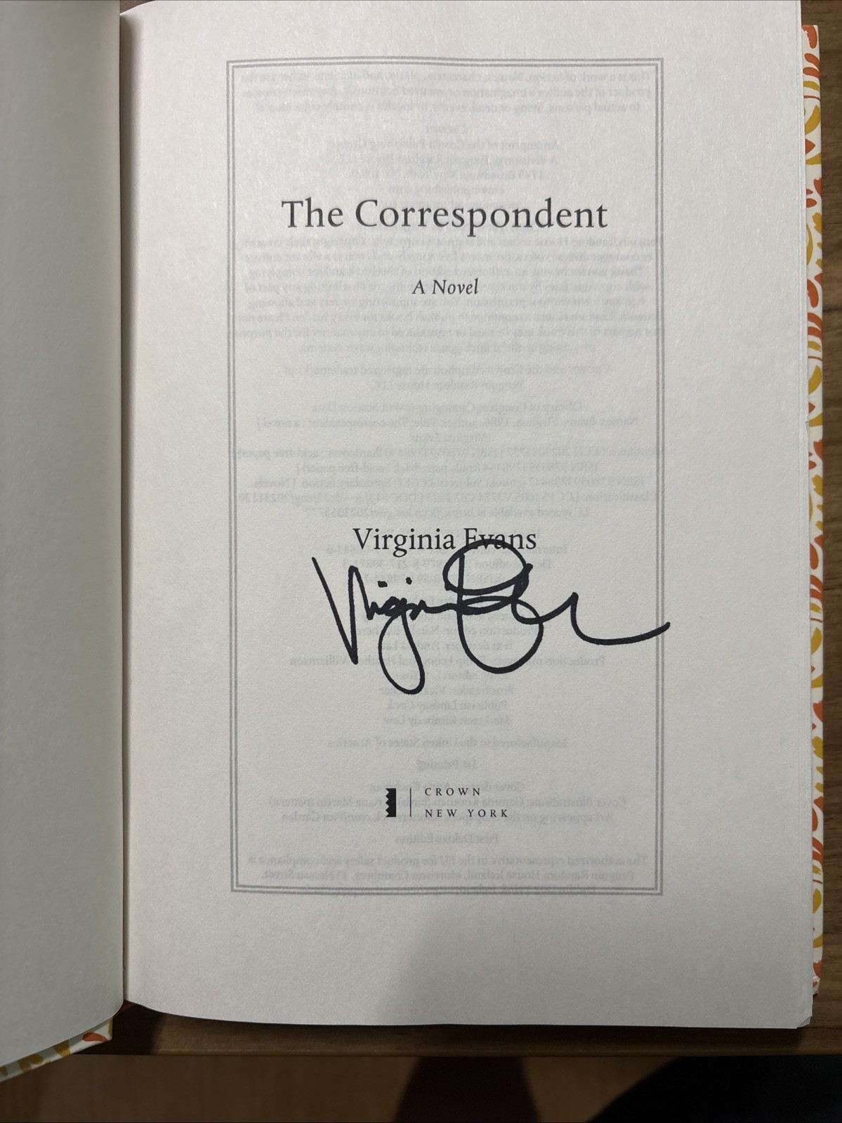 SIGNED Virginia Evans “The Correspondent” 2026 First Deluxe Edition HC 1st Print