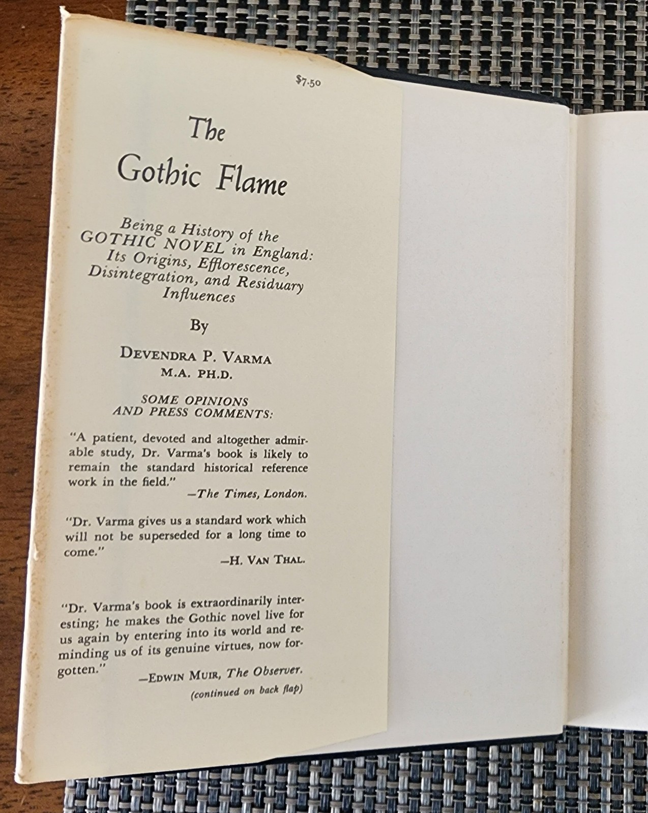 The Gothic Flame Devendra P Varma 1966 Russell & Russell Gothic Novel History