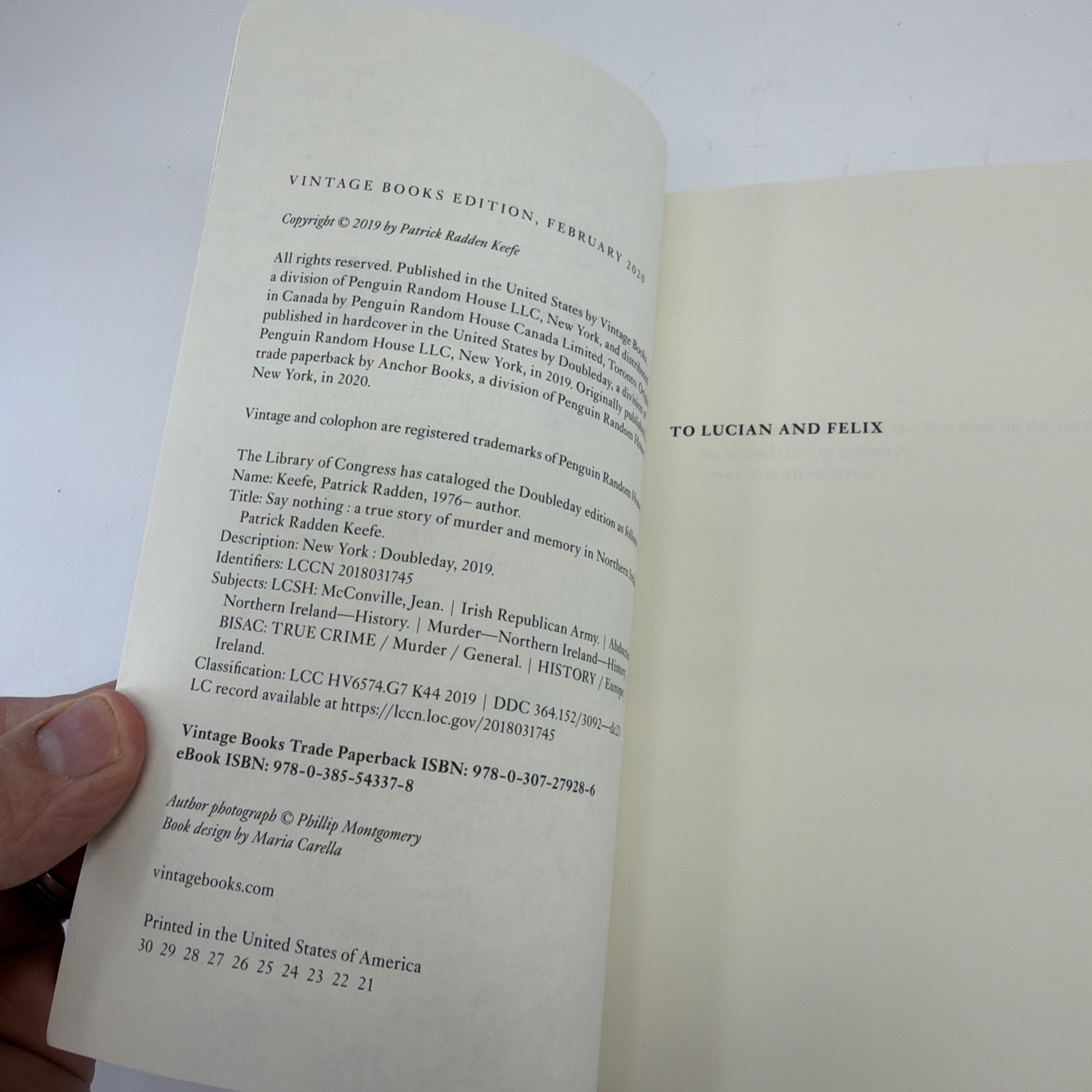 Say Nothing: A True Story of Murder and Memory in Northern Ireland, Keefe, Patri