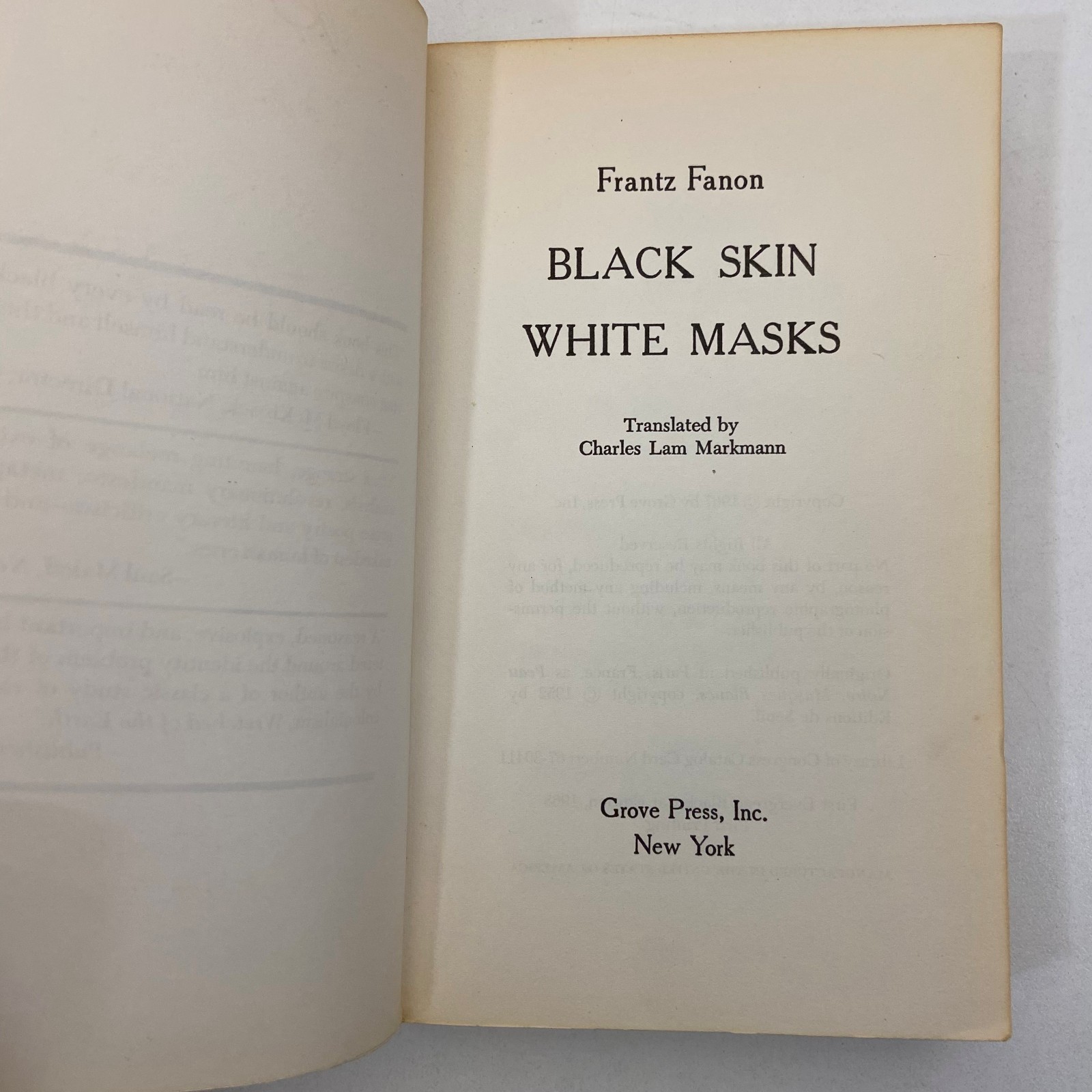 Black Skin White Masks Frantz Fanon Evergreen Black Cat Ed 1st Print 1968 MMPB