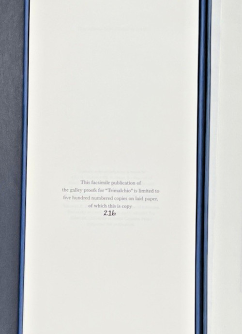 Trimalchio by F. Scott Fitzgerald: Limited Edition Facsimile Galley Proofs #216