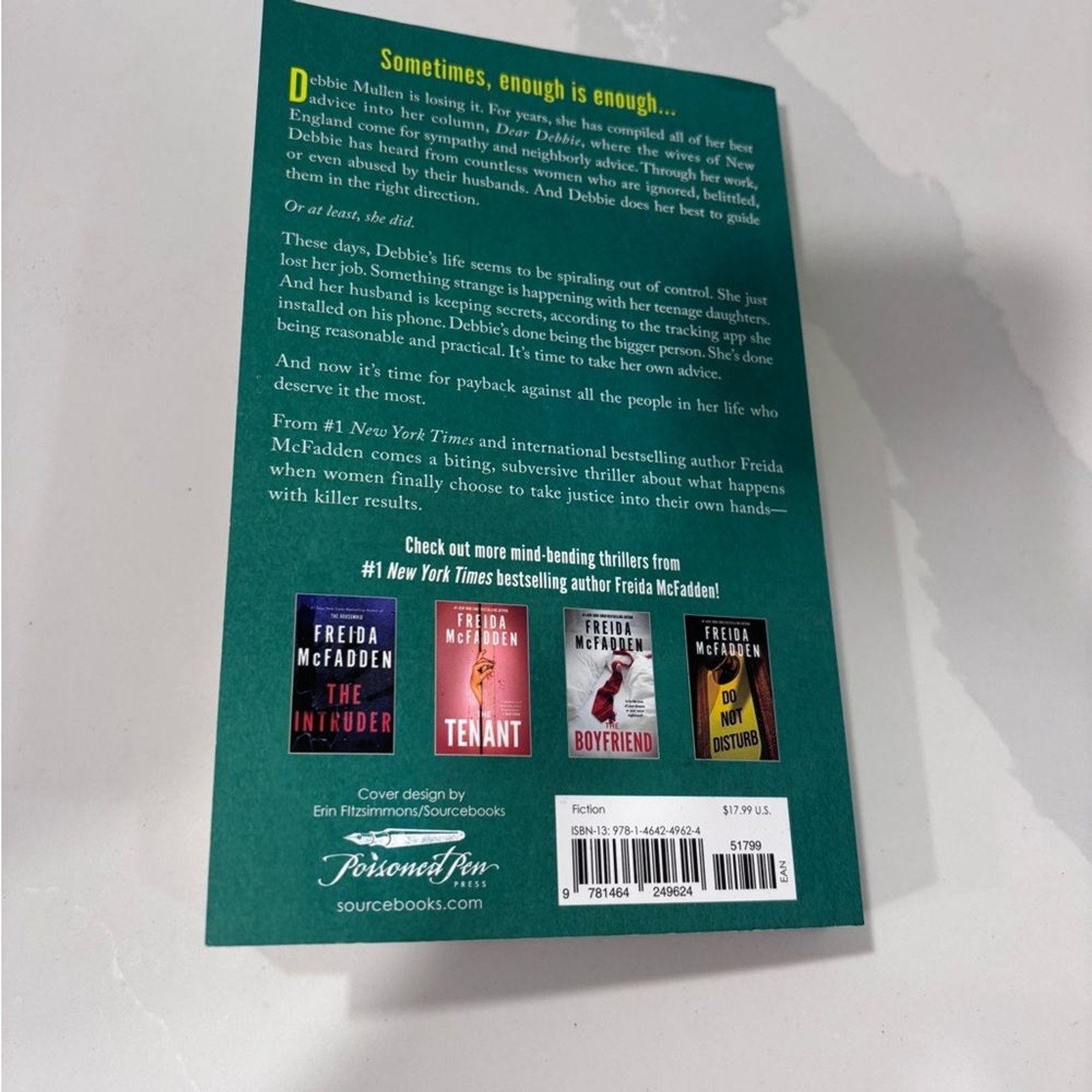 Freida McFadden’s “Dear Debbie” paperback book 336 pages