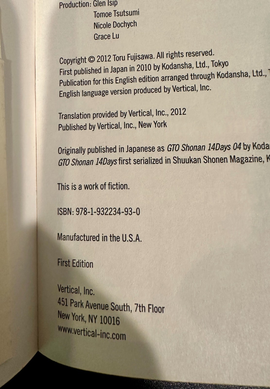 GTO: 14 Days in Shonan Volume 4 by Toru Fujisawa *First Edition*