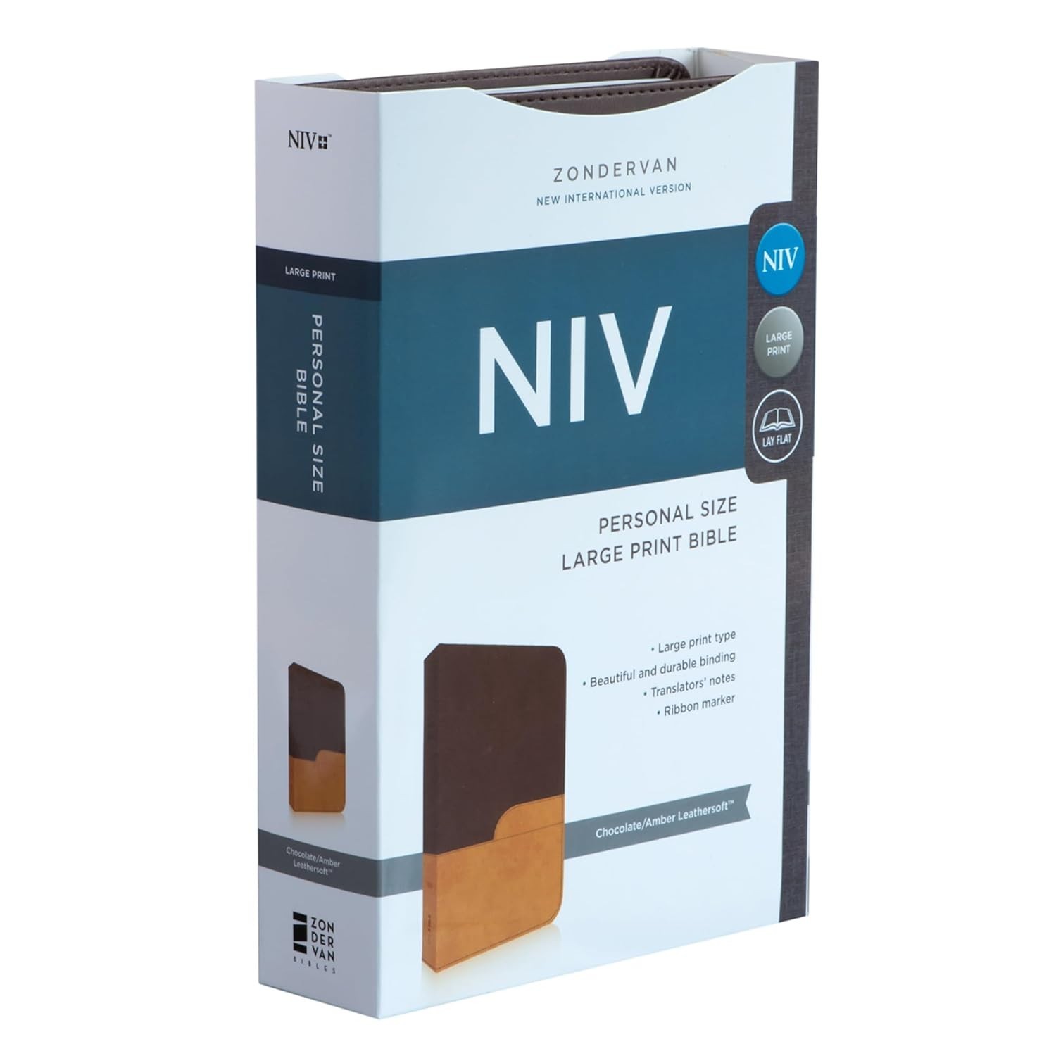 Brand New NIV Large Print Holy Bible Leather Soft Chocolate Amber Zondervan