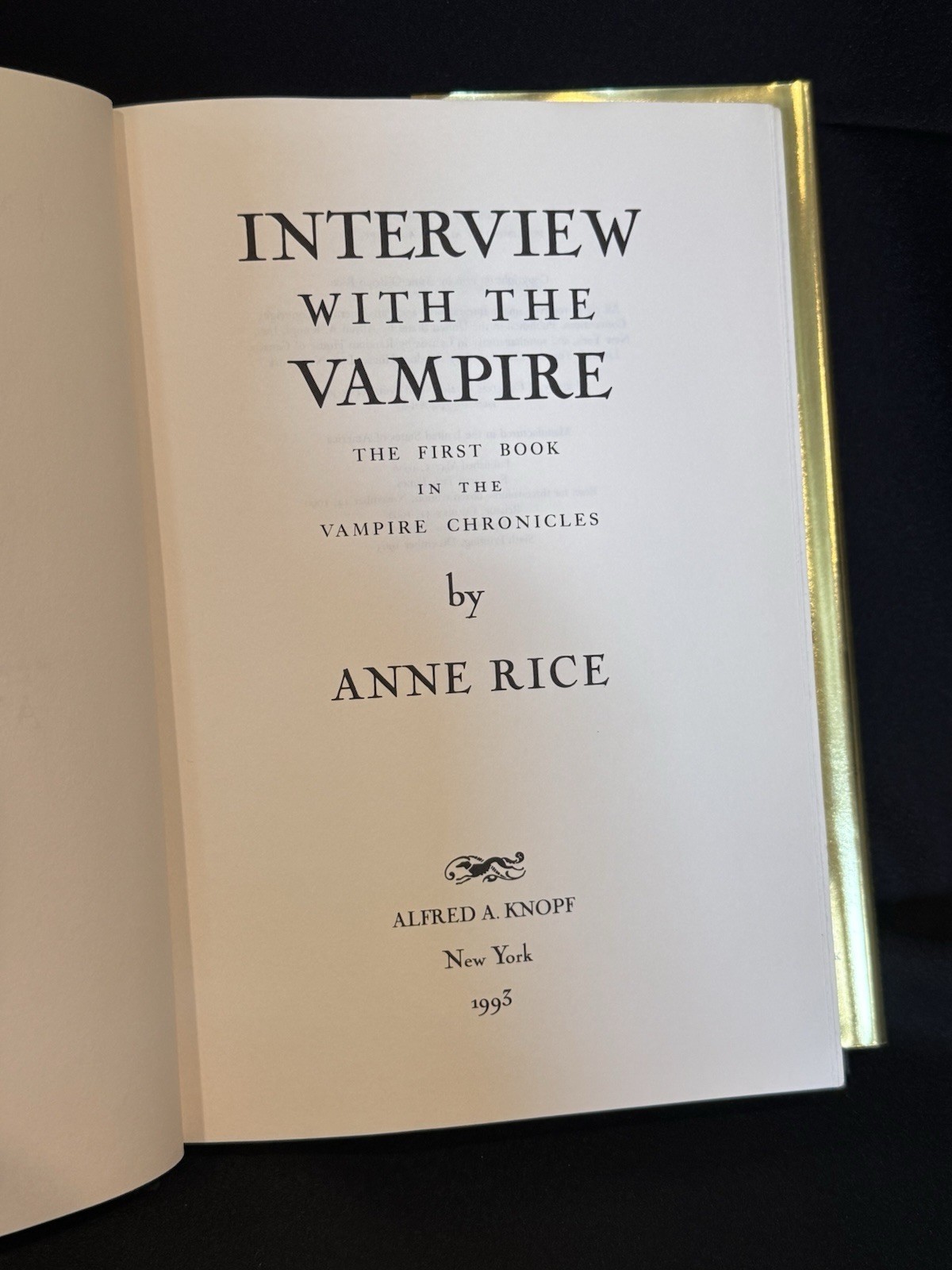 INTERVIEW WITH THE VAMPIRE Anne Rice 1993 1st edition 6th printing HC/DJ VG