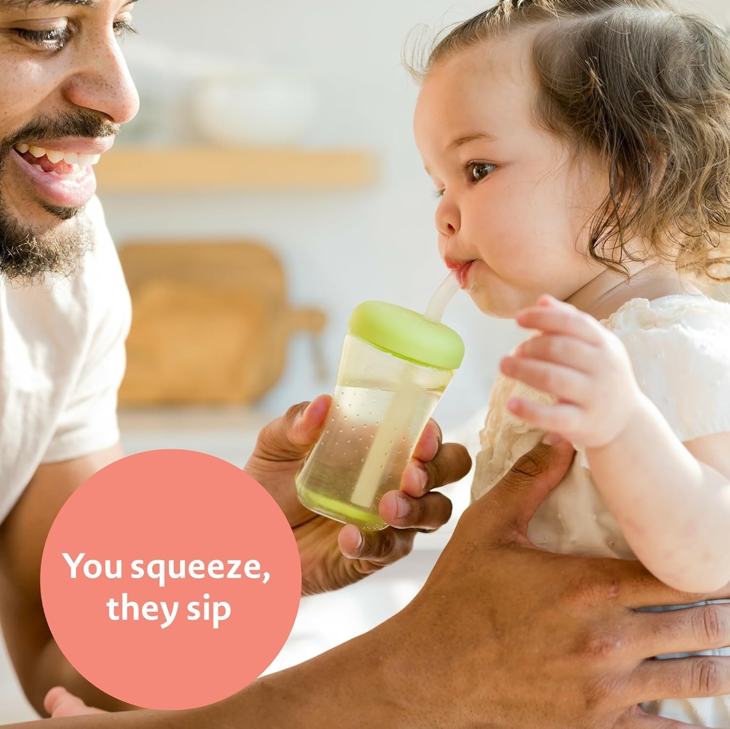 Vasos Con Pajita Para Niños Pequeños, De 7 Oz (3 Unidades), Para Apretar Y Beber