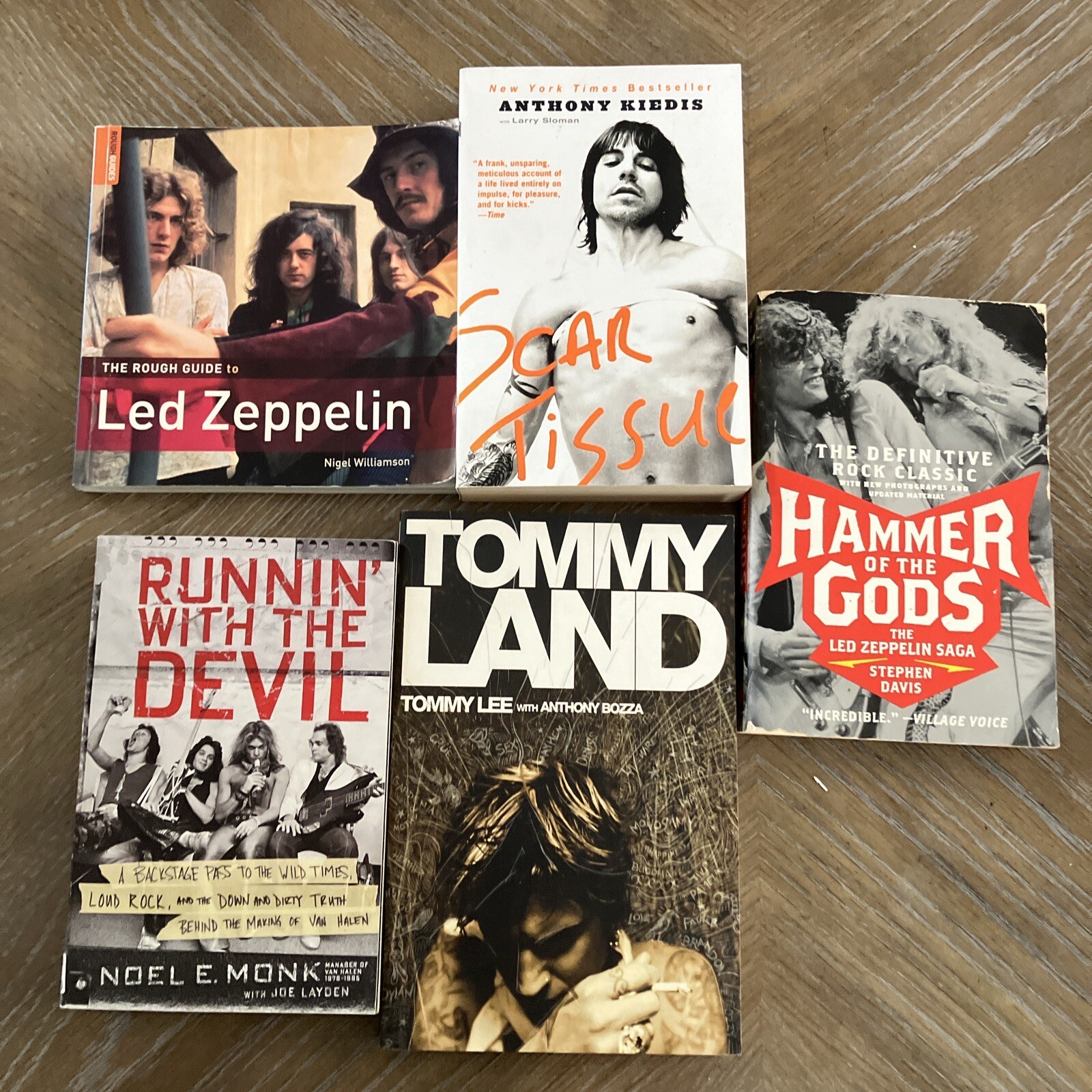 Lot Of 5 Rock Books Hammer of the Gods Led Zeppelin Anthony Kiedis Scar Tissue