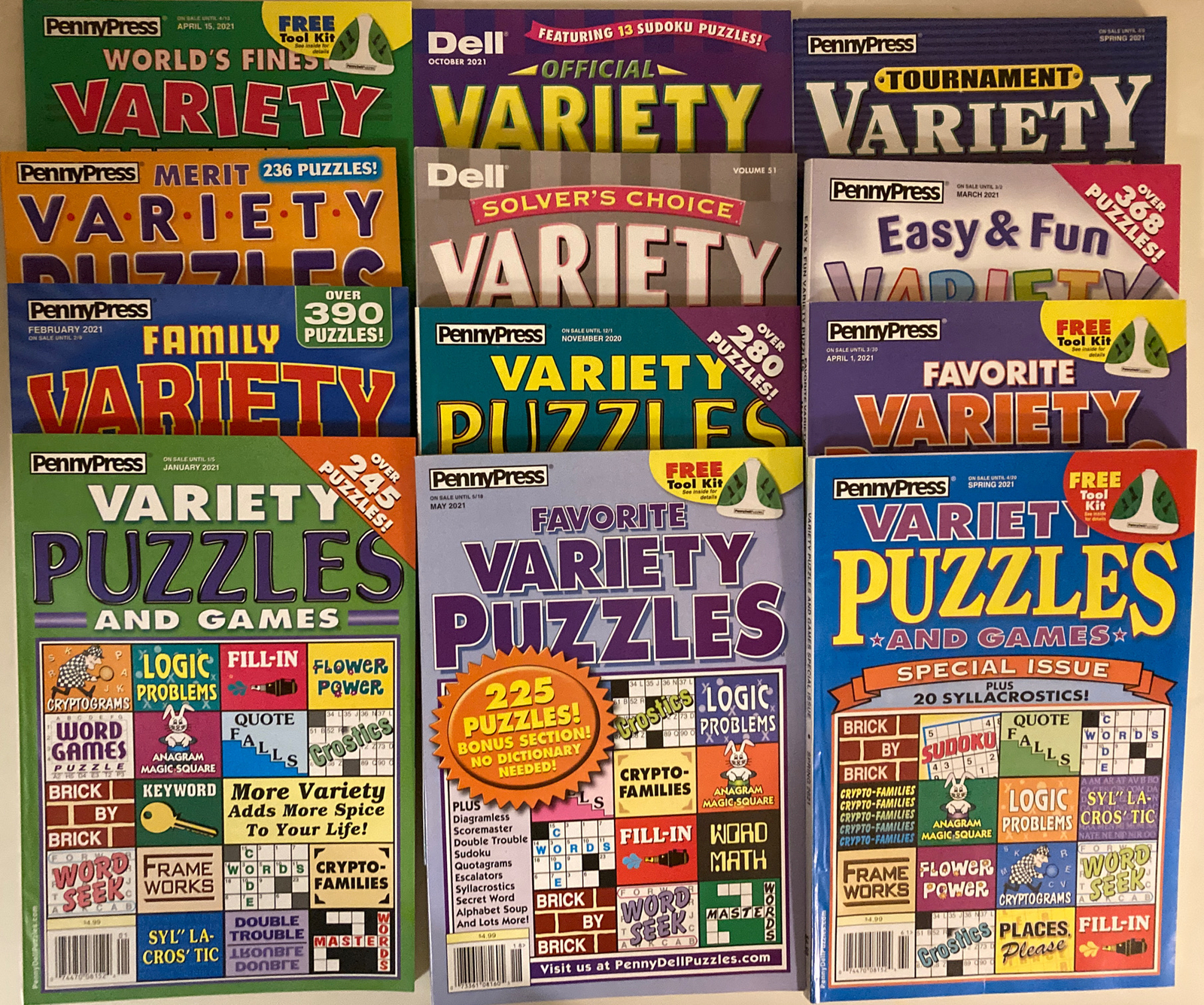 Lot of 40 New DELL Penny Press VARIETY Puzzle Books New UNSORTED NO Duplicates