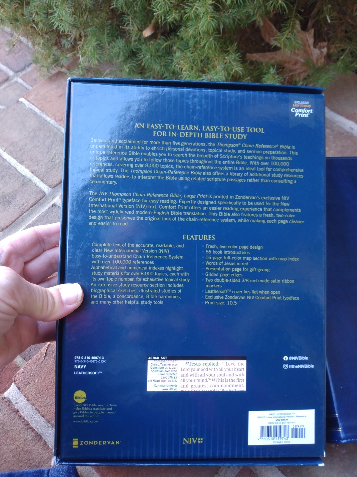 NIV Large Print Thompson Chain Reference Bible Navy~ Retails~89.99 Leathersoft
