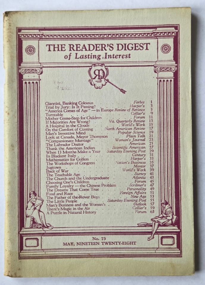 Antique 1928 The Reader’s Digest of Lasting Interest Magazine Booklets U Choose