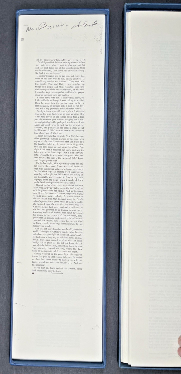Trimalchio by F. Scott Fitzgerald: Limited Edition Facsimile Galley Proofs #216
