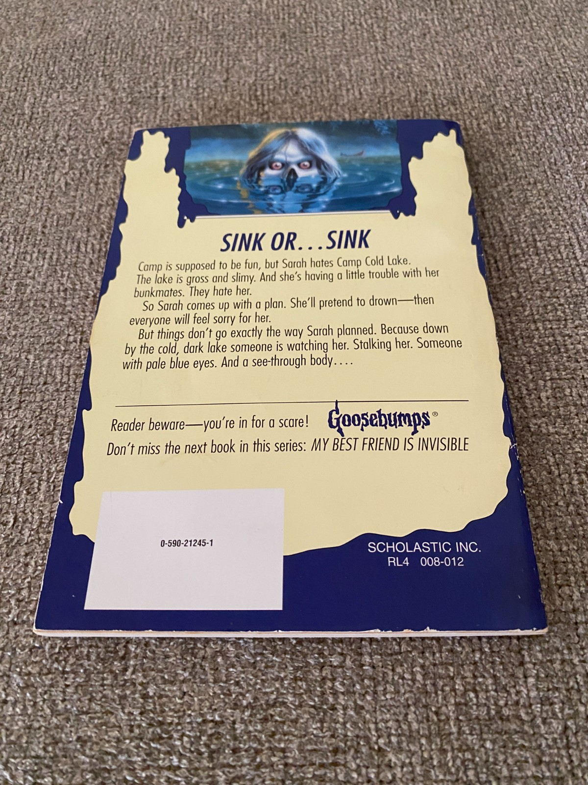 VG-/G+ Thin Edition 1st print Goosebumps #56 The Curse of Camp Cold Lake ~ Stine