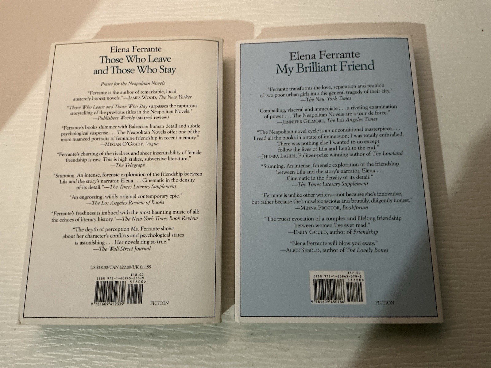 Neapolitan Novels Book One And Three by Elena Ferrante Paperback Like New