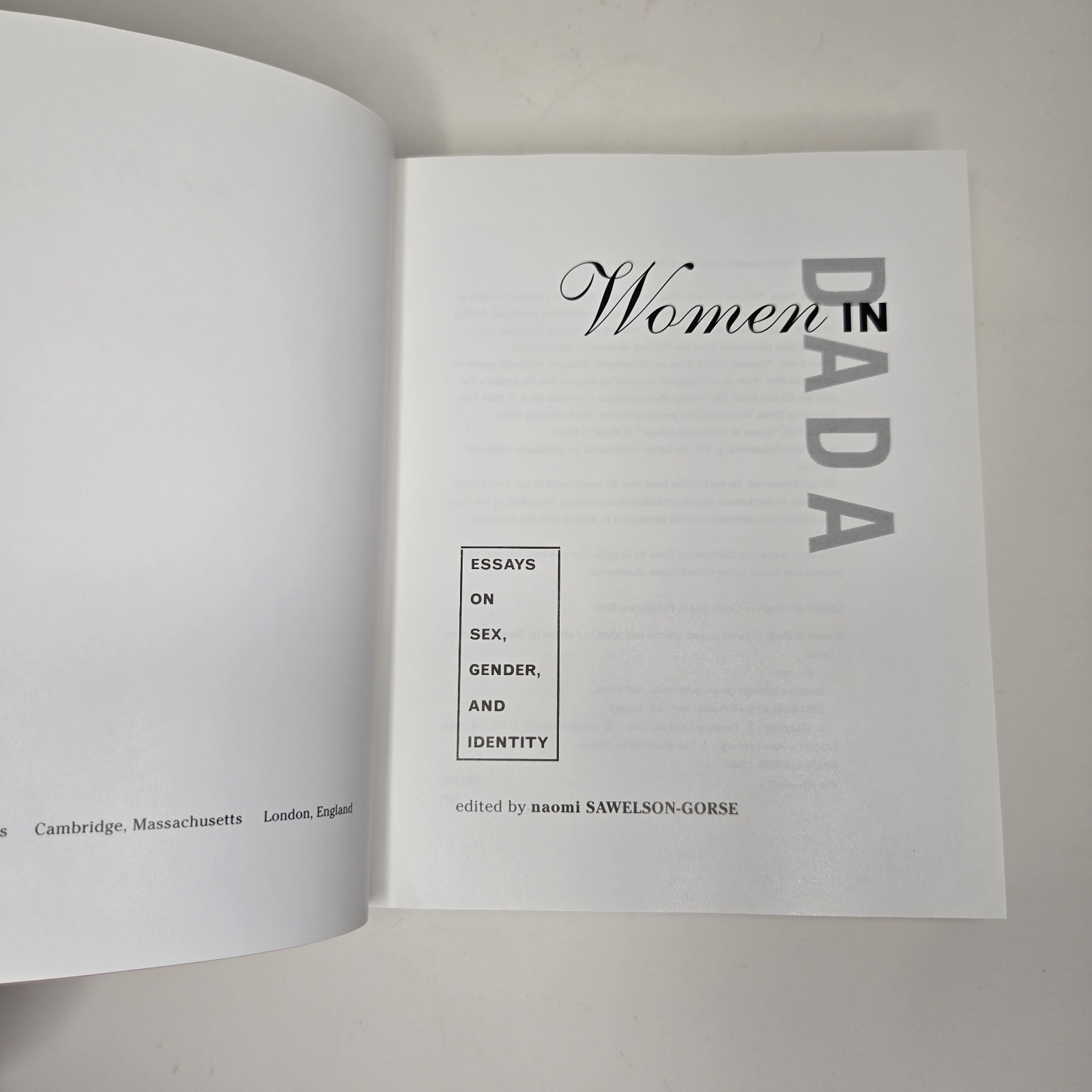Women In DADA: Essays On Sex Gender & Identity (Sawelson-Gorse, Ed.) 1998 MIT HC