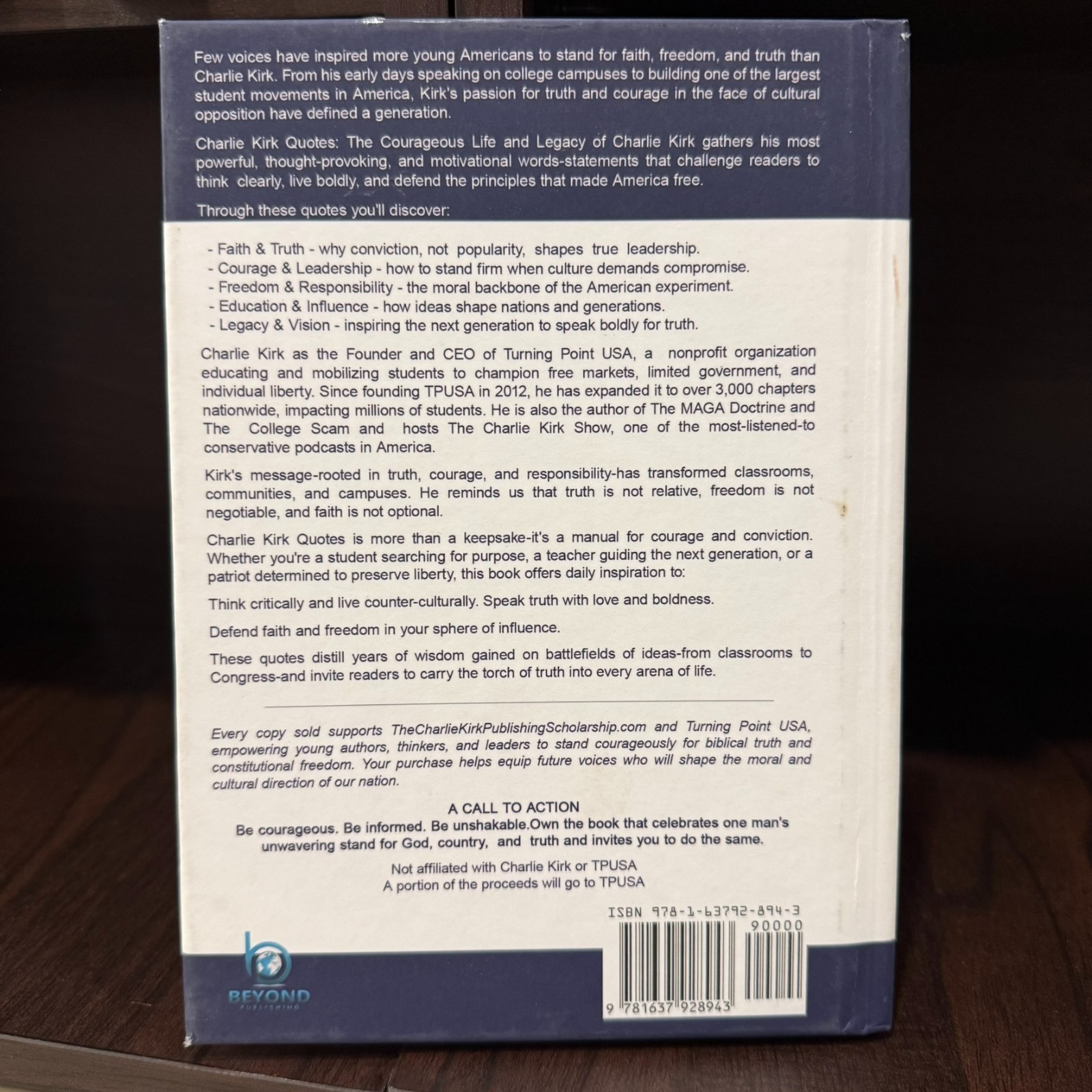Charlie Kirk Quotes Hardcover | Conservative Politics & Commentary 🇺🇸 🗣️