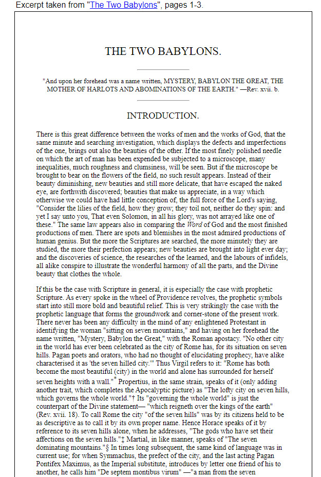 THE TWO BABYLONS | ALEXANDER HISOP | CHICK PUBLICATIONS | 352 PAGES